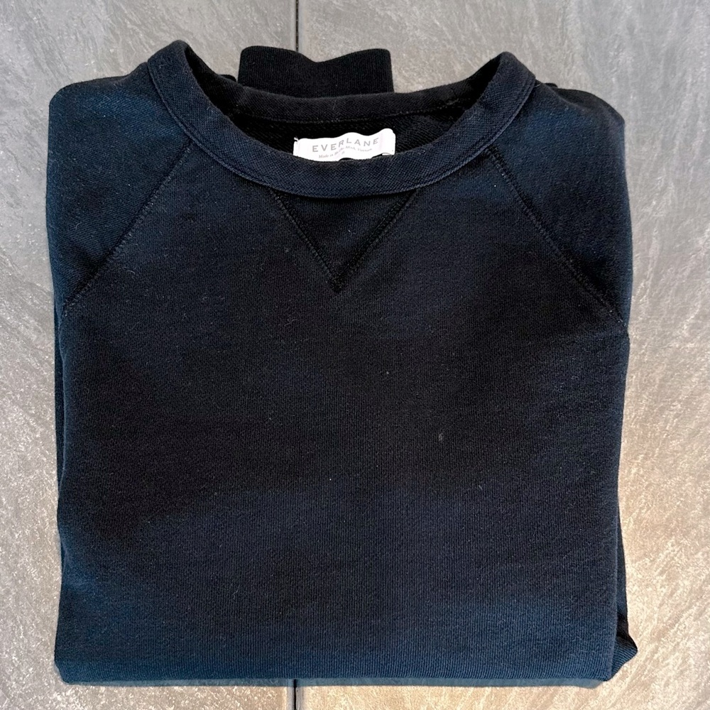 Everlane Men’s Classic French Terry Crew Sweatshirt - Small, Black, 100% Cotton
